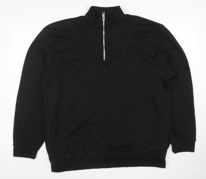 boohooMAN Men’s Black Small 1/2 Zip High Neck Pullover Sweatshirt