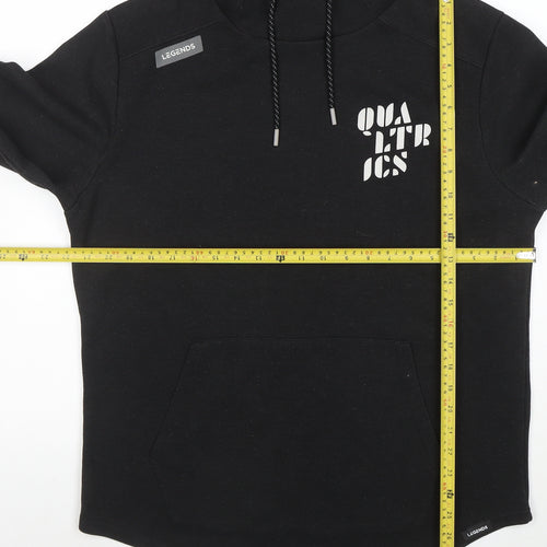 Legends Mens Black L Pullover Hoodie with Logo High Neck