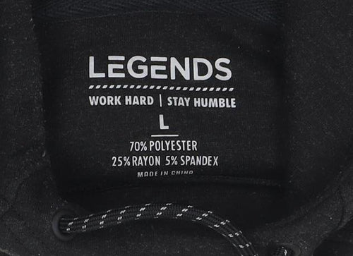 Legends Mens Black L Pullover Hoodie with Logo High Neck