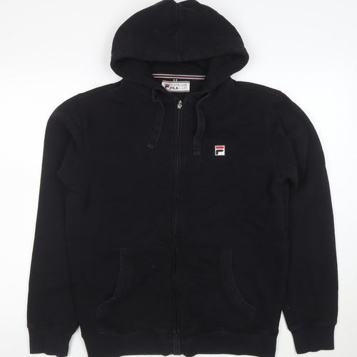 FILA Men's Black Full Zip Hoodie M Sports Cotton Blend