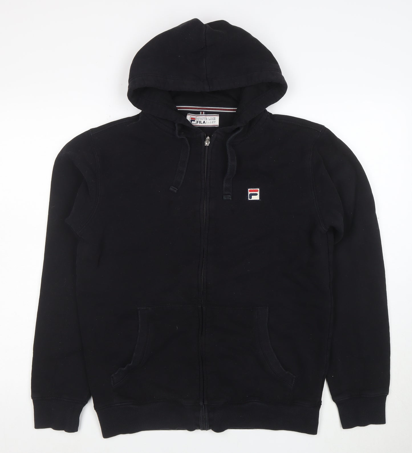 FILA Men's Black Full Zip Hoodie M Sports Cotton Blend
