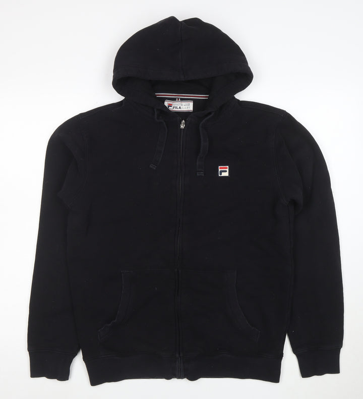 FILA Men's Black Full Zip Hoodie M Sports Cotton Blend