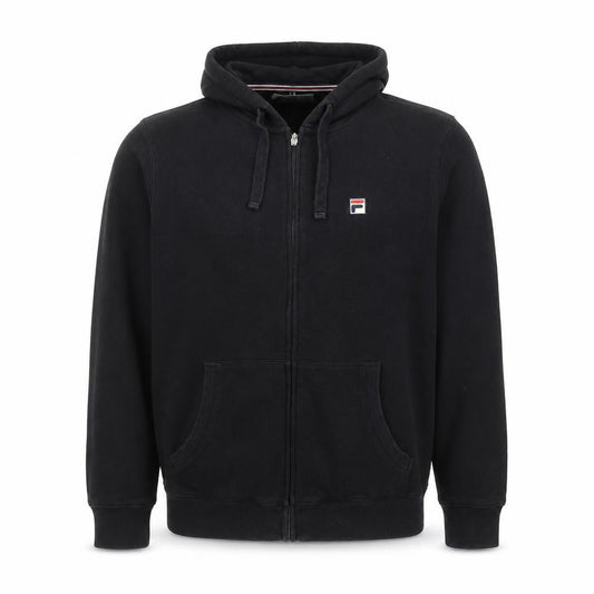 Front view of Fila Men's Black Full Zip Hoodie M Sports Cotton Blend