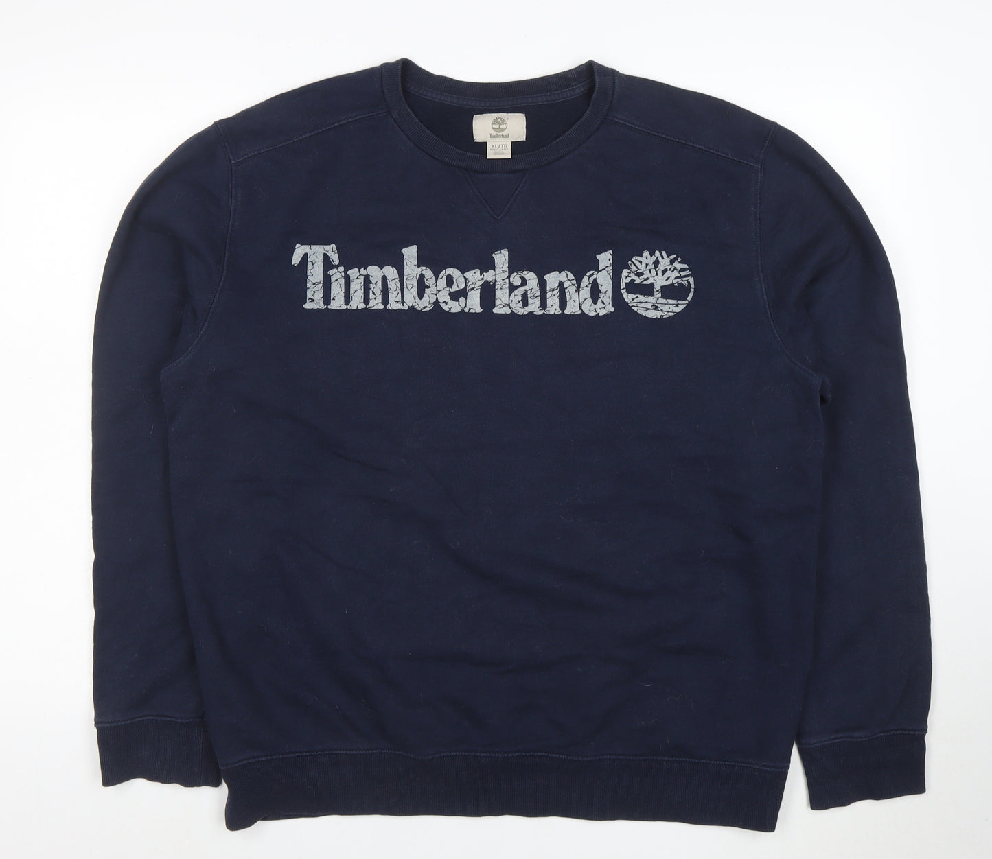Timberland Men's Blue XL Crew Neck Logo Sweatshirt Pullover
