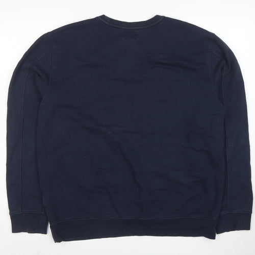 Timberland Men's Blue XL Crew Neck Logo Sweatshirt Pullover
