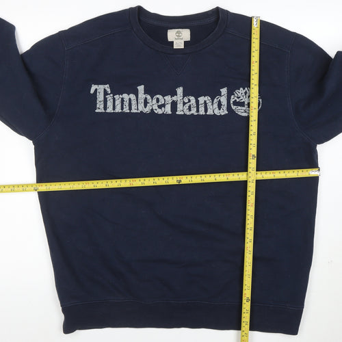 Timberland Men's Blue XL Crew Neck Logo Sweatshirt Pullover