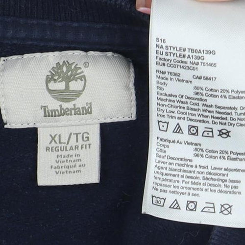 Timberland Men's Blue XL Crew Neck Logo Sweatshirt Pullover