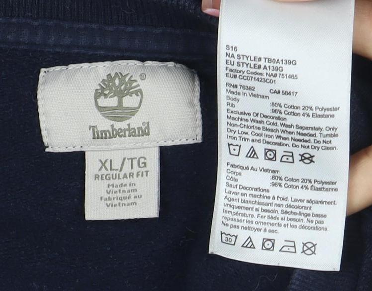 Timberland Men's Blue XL Crew Neck Logo Sweatshirt Pullover