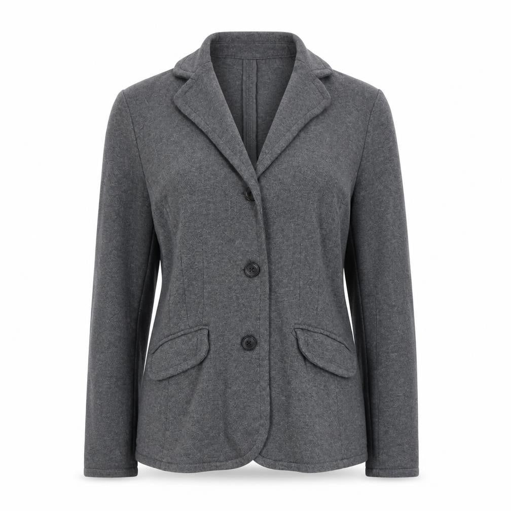 Front view of Lands' End Women's Grey Wool Knit Blazer Jacket, size S