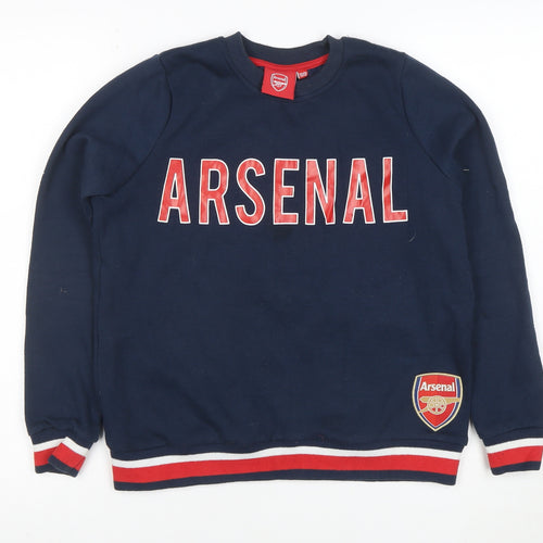 Arsenal Boys Navy Sweatshirt 12-13 Years Pullover Cotton Blend Crew Neck