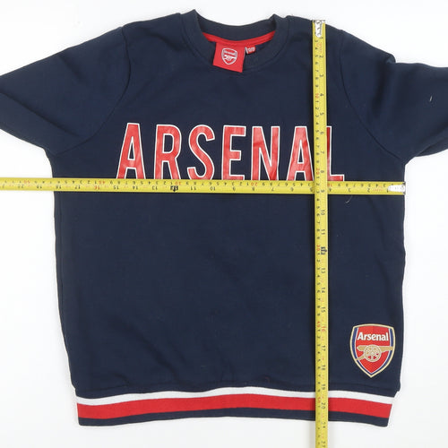 Arsenal Boys Navy Sweatshirt 12-13 Years Pullover Cotton Blend Crew Neck