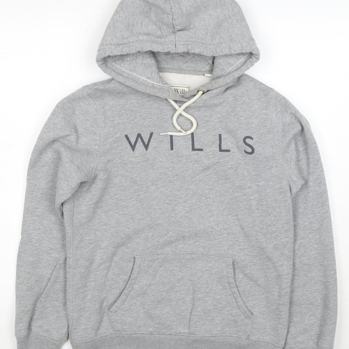 Jack Wills Womens Grey Hoodie UK 10 Pullover Logo Cotton Blend