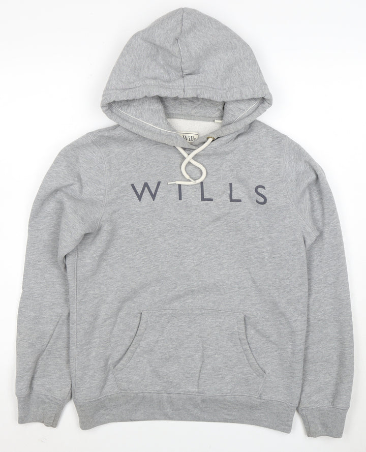 Jack Wills Womens Grey Hoodie UK 10 Pullover Logo Cotton Blend