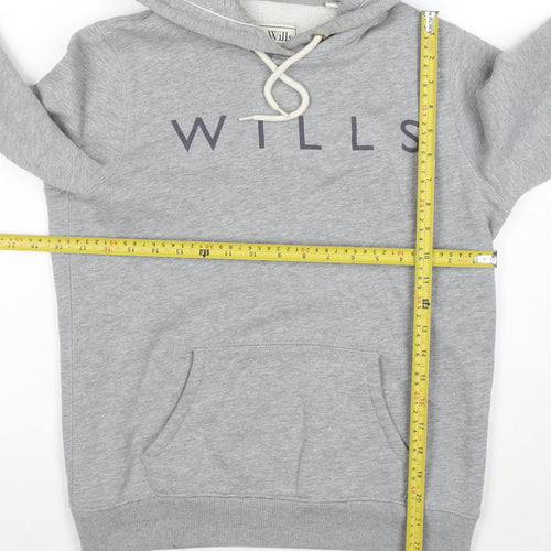 Jack Wills Womens Grey Hoodie UK 10 Pullover Logo Cotton Blend