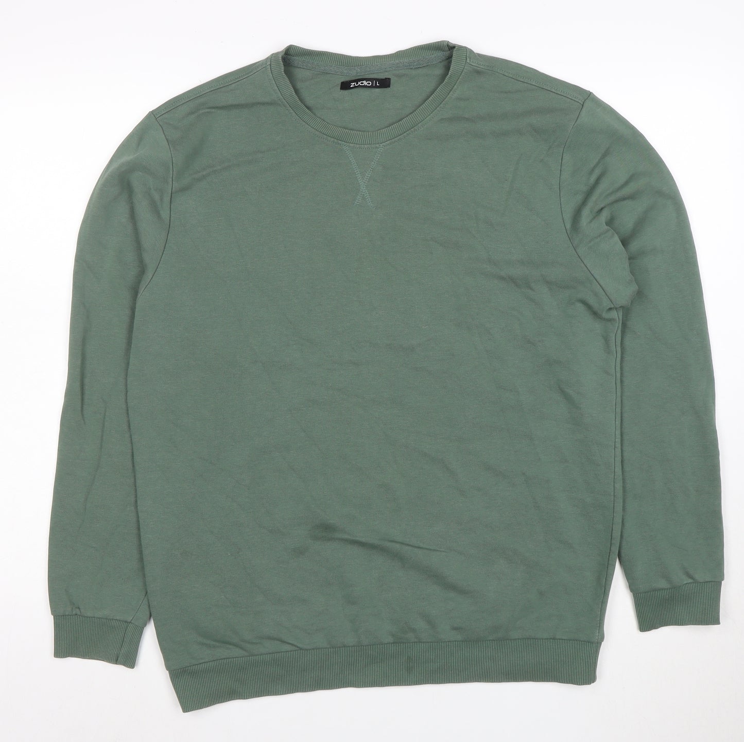 Zudio Women Green Cotton Blend Pullover Sweatshirt Size L