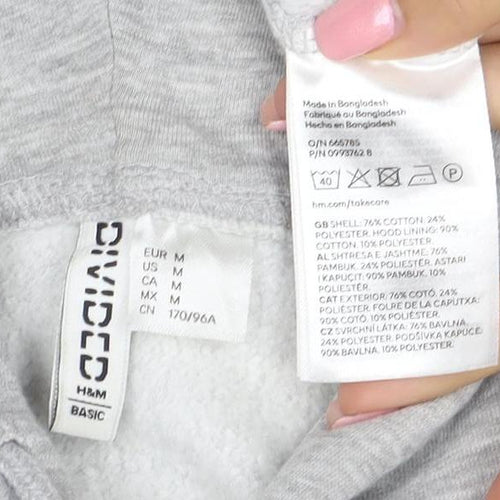 H&M Divided Women’s Grey Full Zip Hoodie M Cotton Blend