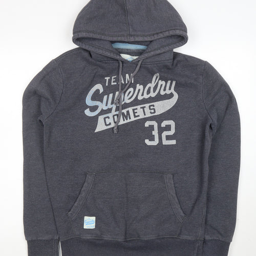 Superdry Mens Grey Medium Pullover Hoodie Team Comets Graphic