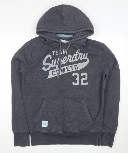 Superdry Mens Grey Medium Pullover Hoodie Team Comets Graphic