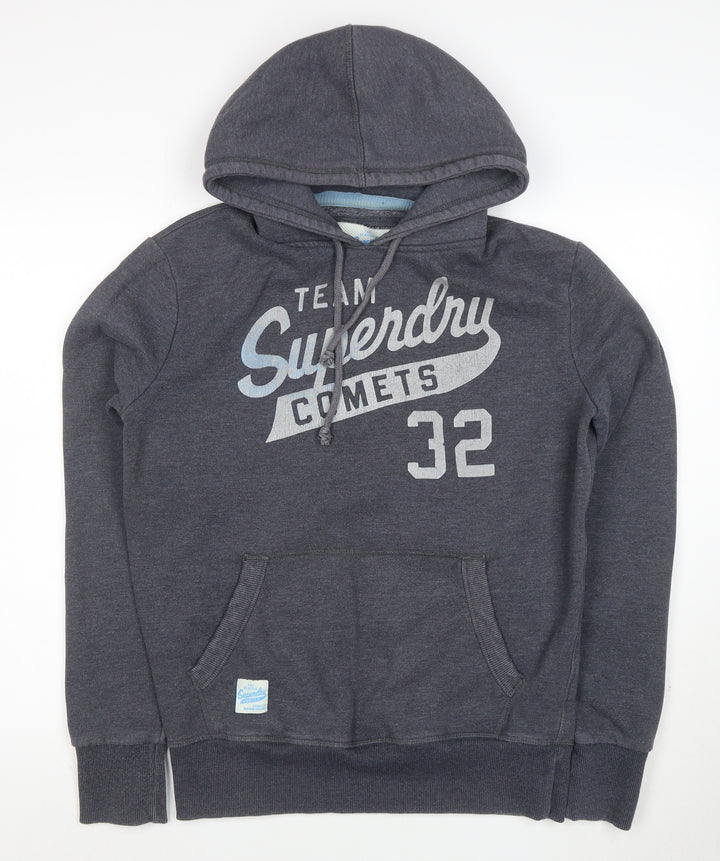 Superdry Mens Grey Medium Pullover Hoodie Team Comets Graphic