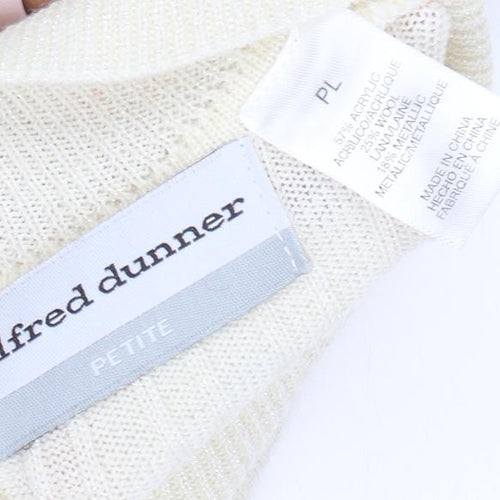 Alfred Dunner Women's Ivory Petite Mock Neck Short Sleeve Jumper L