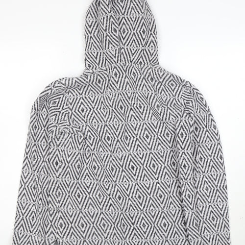 Fat Face Womens Grey Geometric Hoodie Size M Cotton Blend
