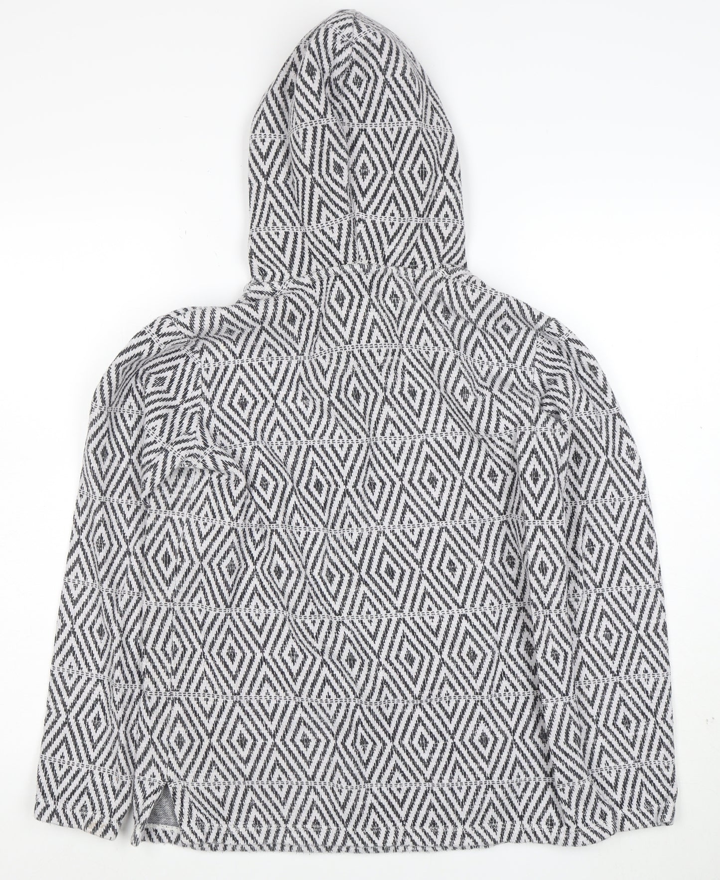 Fat Face Womens Grey Geometric Hoodie Size M Cotton Blend