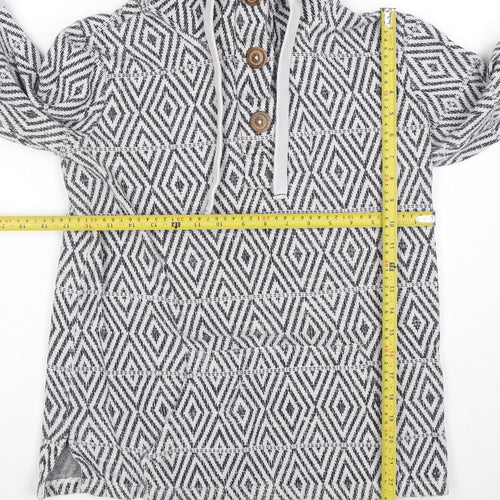 Fat Face Womens Grey Geometric Hoodie Size M Cotton Blend
