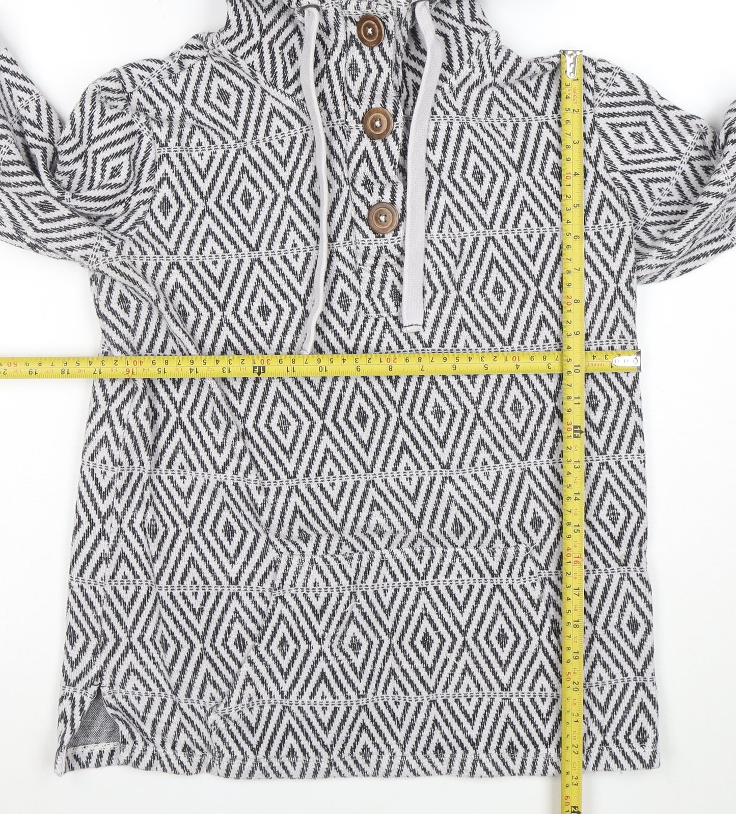 Fat Face Womens Grey Geometric Hoodie Size M Cotton Blend