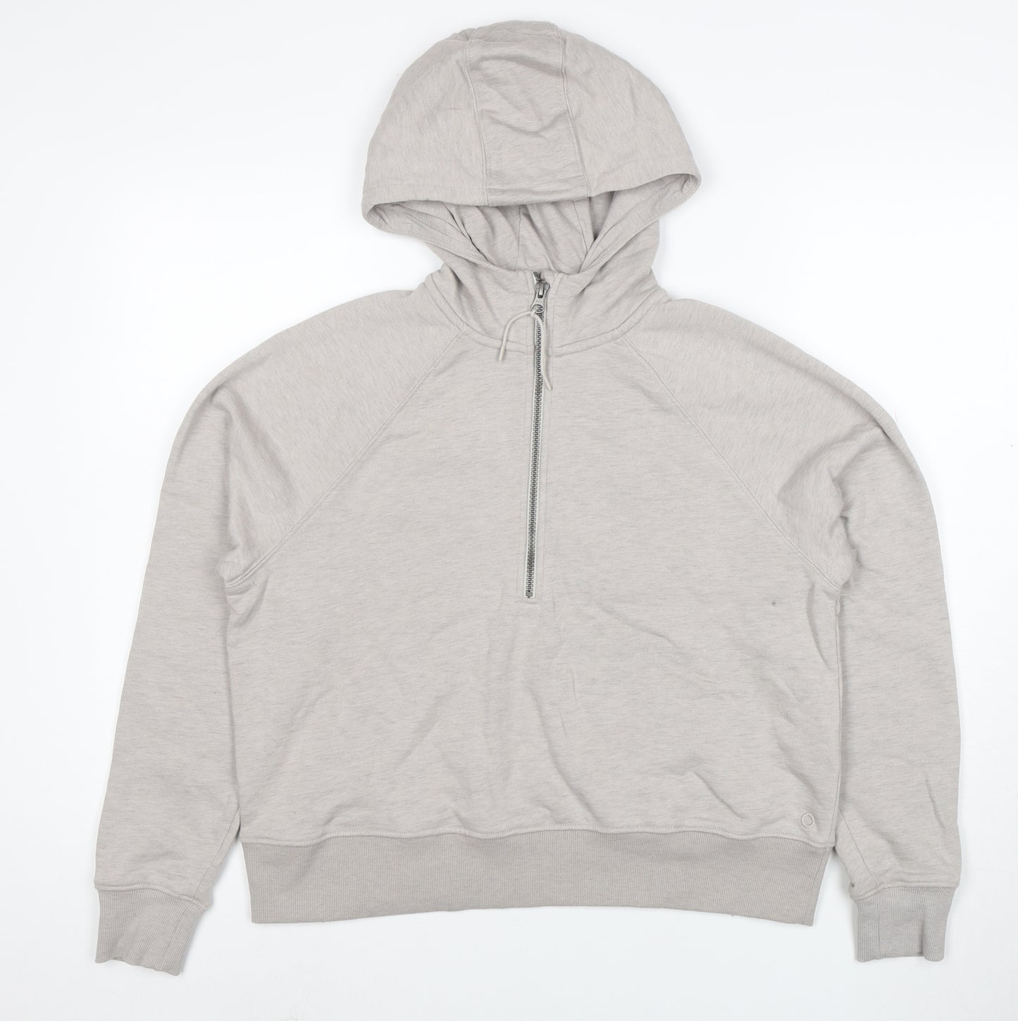 Marks and Spencer Women Beige 1/2 Zip Hooded Sweatshirt Size 10