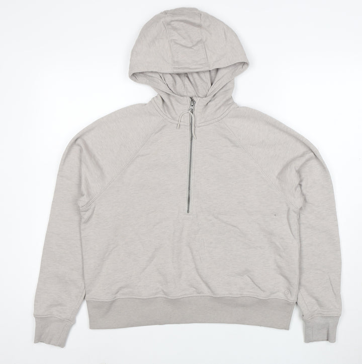 Marks and Spencer Women Beige 1/2 Zip Hooded Sweatshirt Size 10