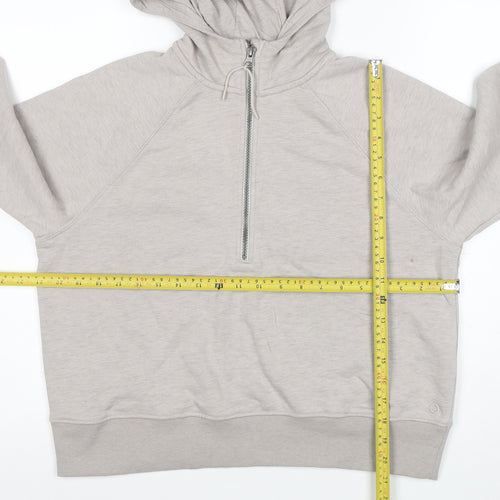 Marks and Spencer Women Beige 1/2 Zip Hooded Sweatshirt Size 10