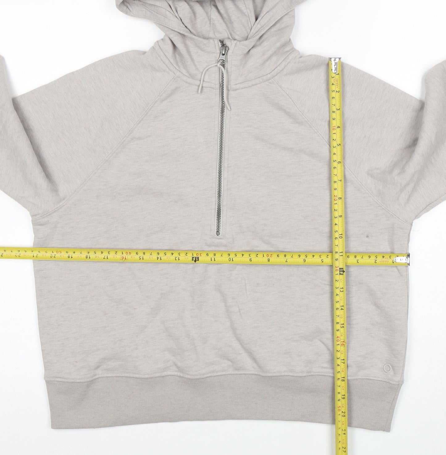 Marks and Spencer Women Beige 1/2 Zip Hooded Sweatshirt Size 10