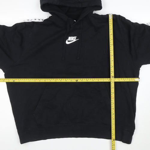 Nike Womens Black Hooded Pullover Sweatshirt XL Logo Tape Detail