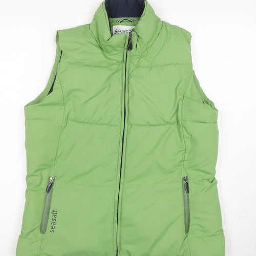 Seasalt Women’s Green Puffer Waistcoat Size 14 Sleeveless Zip Up