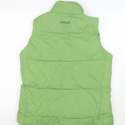 Seasalt Women’s Green Puffer Waistcoat Size 14 Sleeveless Zip Up