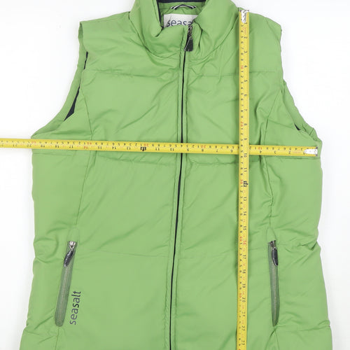 Seasalt Women’s Green Puffer Waistcoat Size 14 Sleeveless Zip Up