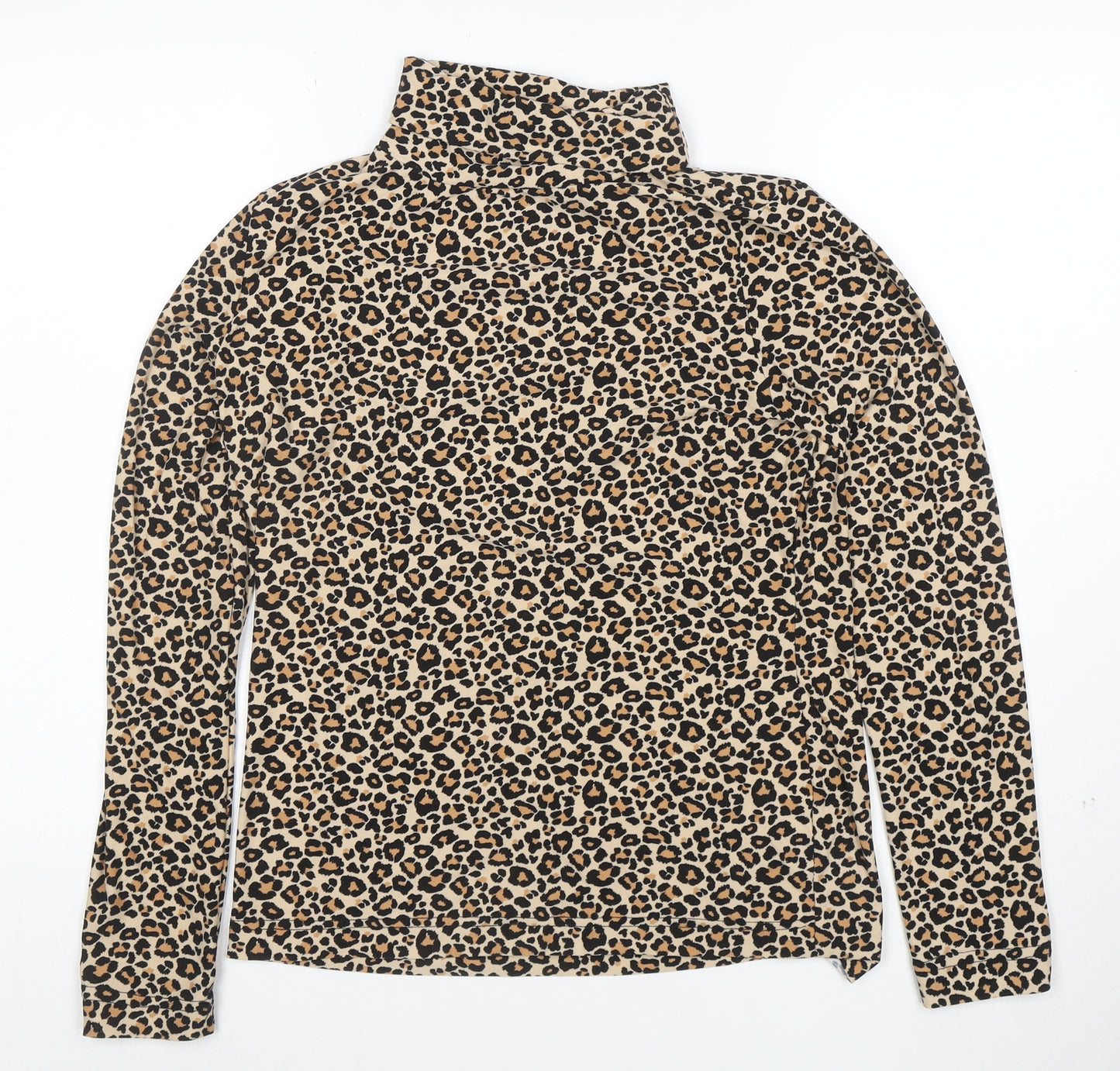 Peble Bay Women's Beige Leopard Print Roll Neck Long Sleeve Top Size M