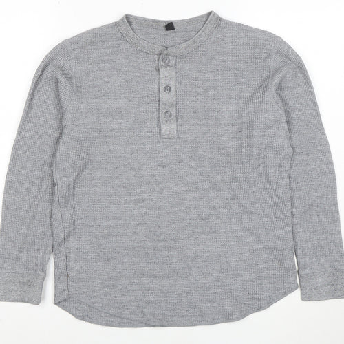 Uniqlo Women’s Grey Henley Sweatshirt XS Long Sleeve Cotton Blend