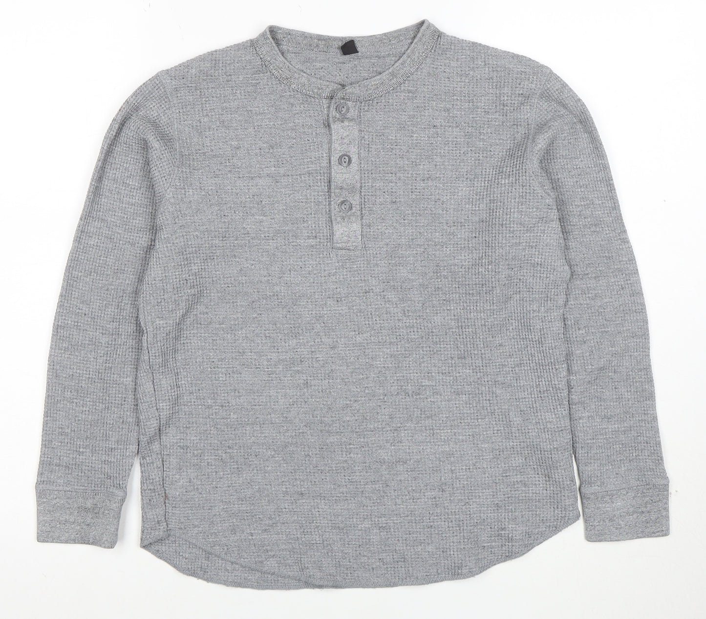 Uniqlo Women’s Grey Henley Sweatshirt XS Long Sleeve Cotton Blend