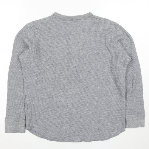 Uniqlo Women’s Grey Henley Sweatshirt XS Long Sleeve Cotton Blend