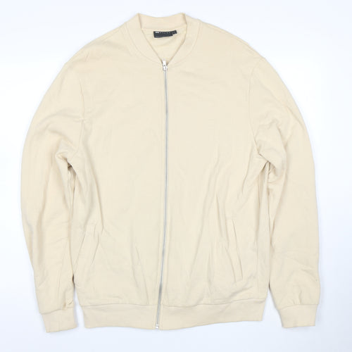 ASOS Men's Beige Full Zip Cotton Sweatshirt M Regular Fit