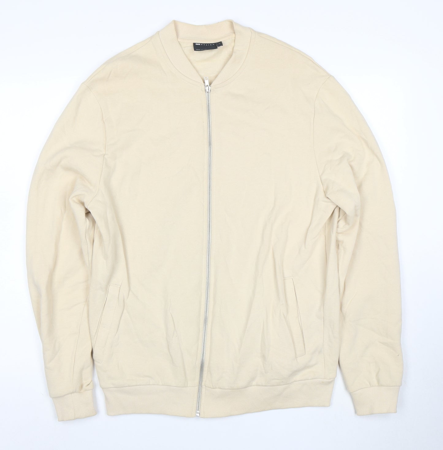 ASOS Men's Beige Full Zip Cotton Sweatshirt M Regular Fit