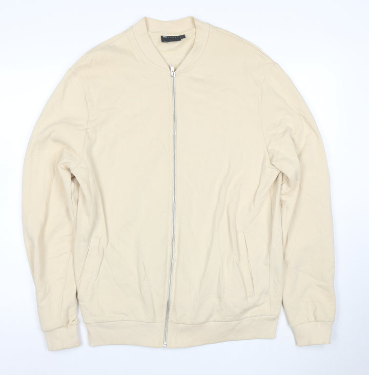 ASOS Men's Beige Full Zip Cotton Sweatshirt M Regular Fit