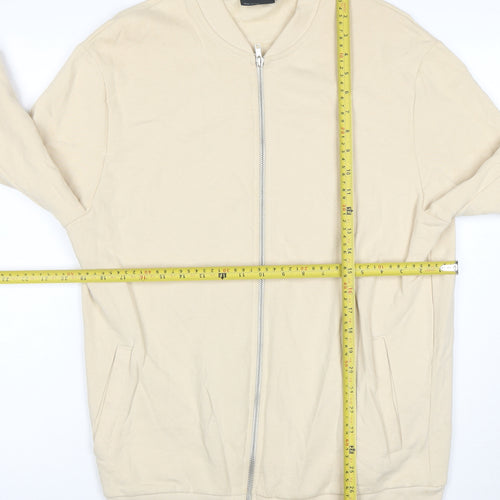 ASOS Men's Beige Full Zip Cotton Sweatshirt M Regular Fit