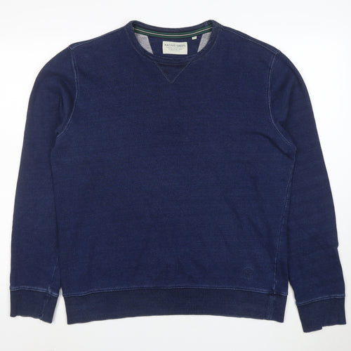 Racing Green Men's Blue Cotton Crew Neck Pullover Sweatshirt M