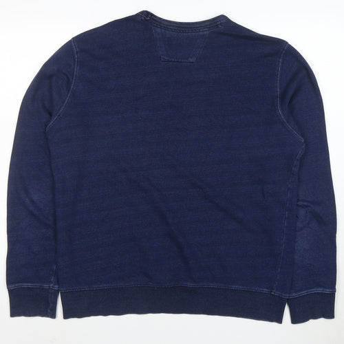 Racing Green Men's Blue Cotton Crew Neck Pullover Sweatshirt M