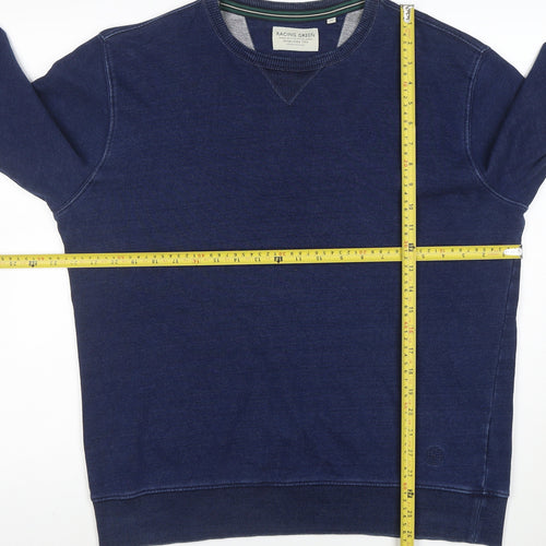 Racing Green Men's Blue Cotton Crew Neck Pullover Sweatshirt M