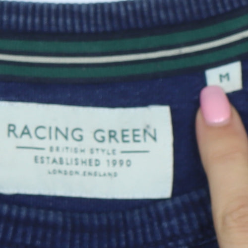 Racing Green Men's Blue Cotton Crew Neck Pullover Sweatshirt M