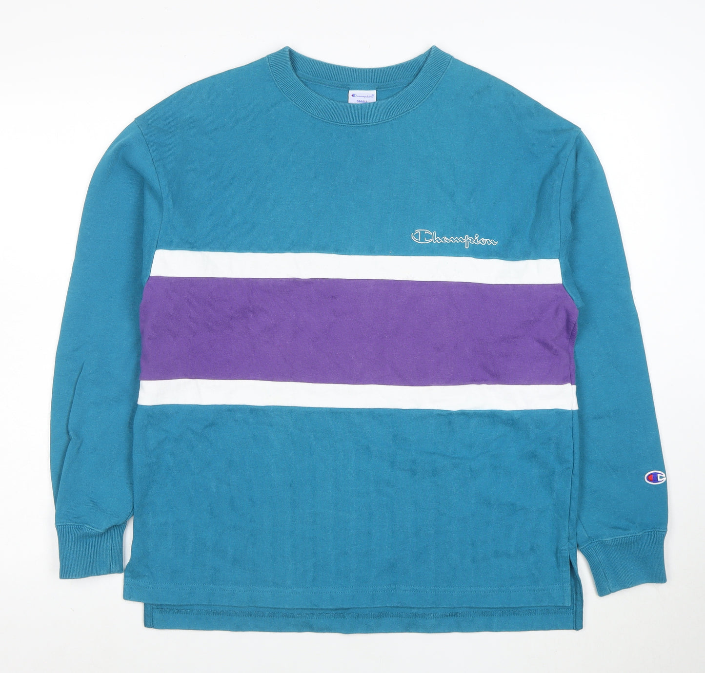 Champion Men's Blue Striped Retro Pullover Sweatshirt Size S