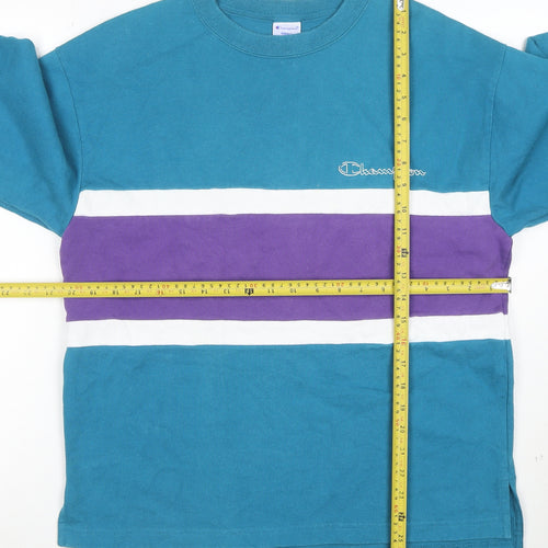 Champion Men's Blue Striped Retro Pullover Sweatshirt Size S